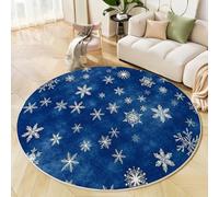 MIATCENRT Round Kids Play Rug Winter Simple Snowflakes Patterns - Round 180cm Soft Non-Slip Crawling Play Mat for Children Toddlers Bedroom Playing Learning, Washable Classroom Rug
