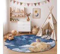 MIATCENRT Round Rug 180 cm Soft Planet Owl Washable Circle Rug