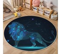 MIATCENRT Round Rug 180cm, Soft Machine Washable Dark Blue Circle Rugs, Space Art Leo Print Non Slip Carpet for Living Room Kid’s Room Dining Room Bedroom Entryway
