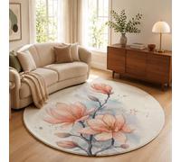 MIATCENRT Round Rug 200 cm Soft Magnolia Branches Washable Circle Rug
