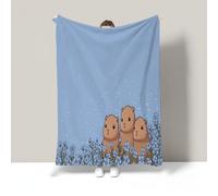 MIATCENRT Throw Blanket Capybara Small Flower 3D Printed Fleece Blankets, Cartoon Cute Light Blue Throw Lightweight Fluffy Flannel Blankets 100x130cm for Adults Kids Soft Warm Blanket