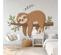 MIATCENRT Tree Branch Sloth Wallpaper Simple Cartoon Wall Mural
