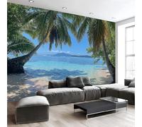MIATCENRT Tropical Scenery Wallpaper Mural, Islands Beaches Wallpaper for Living Room Bedroom - Modern Azure Wall Paper 250x175cm (WxH), Large Mural & Room Decor (Not Peel and Stick)