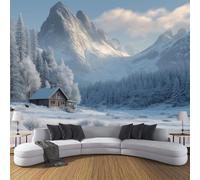 MIATCENRT Valley Rime Fields Photo Wallpaper, Large Snow Scene Design Decoration Murals, Blue-Gray Mural Wall Art Print Poster for Modern Office Study Room Home Decor 450x315cm (WxH)