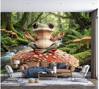 MIATCENRT Wall Mural Forest Frogs Mushrooms Wallpaper, 3D Wall Murals Decoration Poster Fantasy Animals Picture Design Photo Wallpaper for Living Room Bedroom Office 300x210cm