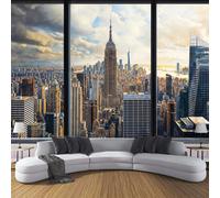 MIATCENRT Wall Murals, City Building Architecture Landscape Photo Wallpaper, 450x315cm (WxH) Large Photo Wallpaper Gray Brown Poster for Living Room Bedroom Restaurant Office Background Decorative