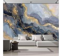 MIATCENRT Wallpaper Mural Abstract Gold Leaf Watercolor Marble Panoramic Custom Photo Wallpaper 250x175cm (WxH), 3D Effect Wallpaper Decor for Living Room Bedroom Office, Easy to Install