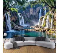 MIATCENRT Waterfalls Rivers Photo Wallpaper, Large Rocks Mountains Design Decoration Murals, Mixed Colors Mural Wall Art Print Poster for Modern Office Study Room Home Decor 350x256cm (WxH)