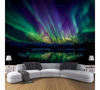 MIATCENRT Wilderness Aurora Photo Wallpaper Fantasy Wall Mural Silk Cloth Decor Art Poster Picture, Purple-Green Print Photo Wallpaper for Living Room Bedroom Dorm Decor 200x150cm (WxH)