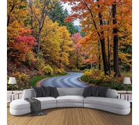 MIATCENRT Winding Forest Road Photo Wallpaper, Large Autumn Landscape Design Decoration Murals, Orange Mural Wall Art Print Poster for Modern Office Study Room Home Decor 400x280cm (WxH)