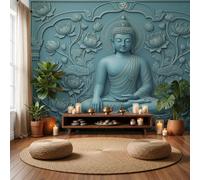 MIATCENRT Zen Embossed Sculpture Lotus Seedpod Statue Wallpaper Wall Mural