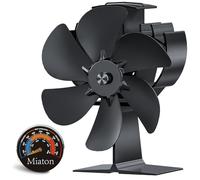 Miaton Log Burner Fan Silent Operation | 6-Blade Stove Fans for Wood Burner | Heat Powered Wood Burning Stove Fan with Log Burner Thermometer | Fireplace Accessories Tools