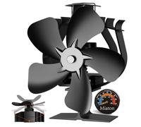 Miaton Oscillating Wood Stove Fan Heat Powered With High Air Volume | 5 Blade Fireplace Fan with Stove Thermometer | Non-electric Cocoon Fan | Fireplace Accessories Tools