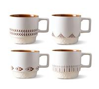 MIATTCLD 11 oz Coffee Mugs Set of 4, Stackable Ceramic Mug with Handle for Man,Woman,Dad,Mom, Modern Coffee Cups for Latte, Cappuccino & Hot Chocolate, Dishwasher & Microwave Safe (Arrow)