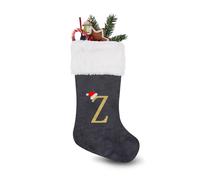 MIATTCLD 46cm Monogram Christmas Stockings with Letters, Large Super Soft Christmas Stockings Grey Velvet with White Super Soft Plush Cuff for Family Holiday Decorations and Xmas Tree Fireplace (Z)