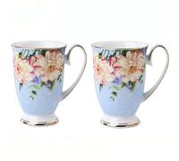 MIATTCLD Coffee Mug Floral Pattern Porcelain Coffee Cup Drinking Cup, 300ml Bone China Tea Cups with Handle for Coffee Tea Milk Cappuccino (D)