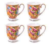 MIATTCLD Porcelain Bone China Coffee Mugs - 11oz/312ml - Set of 4, Cups for Latte, Hot Tea, Cappuccino, Mocha, Cocoa (Orange)