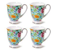 MIATTCLD Porcelain Coffee Mug Set of 4-11oz/312ml Tea Latte Cappuccino Hot Chocolate Cups - New Bone China Mugs - Ideal Christmas Valentines Mothers Day Gift (Green)