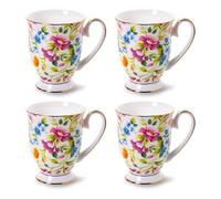 MIATTCLD Porcelain Coffee Mug Set of 4-11oz/312ml Tea Latte Cappuccino Hot Chocolate Cups - New Bone China Mugs - Ideal Christmas Valentines Mothers Day Gift (White)