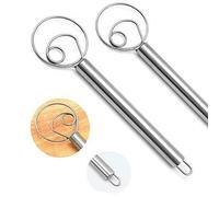 MiawPay Danish Dough Whisk 12 Inch Food-Grade Stainless Steel Dutch Whisk Bread Making Tools Hand Mixer Blender Danish Dough Hook Bread Dough Mixer for Pastry, Baking Cake, Dessert, Sourdough, Pizza