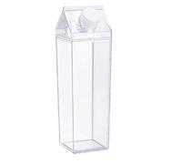 MiawPay Milk Carton Water Bottle 17oz (500mL) Plastic Clear Square Milk Bottles No BPA Leakproof Water Bottle Portable Reusable Milk Carton Shaped Juice Bottle Perfect for Fitness Gym Camping Sports