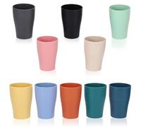 Miawtro 10pcs Coloured Plastic Cups Unbreakable Drinking Cups Reusable Drinking Tumblers for Camping Picnic BBQ Parties Drinkware, Dishwasher and Microwave Safe