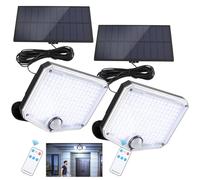 Miawtro 2 Pack Solar Lights Outdoor, 153LED Solar Security Lights Outdoor IP65 Waterproof, 3 Modes Split Solar Powered Flood Lights with Remote & 16.5Ft/5M Cable, for Garden, Yard, Pathway