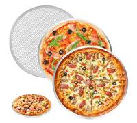Miawtro 3PCS Pizza Screen,Pizza Tray for Oven Non Stick 12 Inch/30.5cm with Quickly Heat Conduction and Easy Demoulding, Aluminum Pizza Tray with Perforated Design, Baking Trays for Oven Microwave