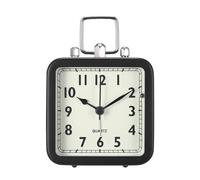 Miawtro Alarm Clock, Children's Alarm Clocks Bedside with Silent Design and Hanging Pull Ring, Battery Powered Silent Alarm Clock with Square Metal Case, Suitable for Desk, Bedside, Kids (Black)