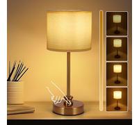Miawtro Bedside Lamps, 3Color Adjustable Lamp for Bedroom with Intelligent Memory and No Flicker, USB Charging Table Lamp with Washable Lampshade and Non-Slip Base for Living Room, Bedroom, Study
