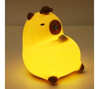 Miawtro Capybara Night Light, Cute and Soft Touchable Night Light with Timing Function, 1200mah Type-C Rechargeable Capybara Light, Safety Silicone Capybara Gifts for Mother Child Baby