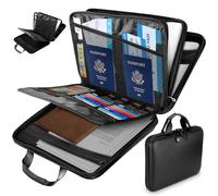 Miawtro Fireproof Document Box with Lock, EVA Portable Expanding File Folder, A4 Fire Resistant Storage Case with 13 Pockets, Zipper Closure, for Bills, Passports & Cards, Black