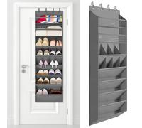 Miawtro Hanging Shoe Storage, 14-Grid Large Capacity Over the Door Shoe Storage with Deep Pockets, Foldable Door Shoe Rack with 4 Hooks for Clothes, Shoes, Cosmetics, Toys, Umbrellas Storages