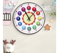 Miawtro Kids Wall Clock, Children's Clock Accurate Blue Core Clock, ABS Material Teaching Clocks Safe and Durable, Silent Clocks Suitable for Living Room, Bedroom, Dining Room, Children's Room, Gifts