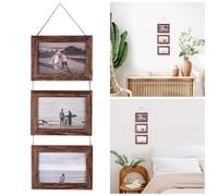 Miawtro Picture Frames, Retro Gray Wood Grain 6x4 Inch Photo Frames for Interior Decoration, Hanging Photo Frame with Thick Hemp Rope, Photo Frames Multiple Pictures for Photo Postcard Painting