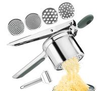 Miawtro Potato Ricer, Stainless Steel Mash Potato Masher with 4 Mesh Strainer and Paring Knife, Potato Mashers with Easy Cleaning and Dishwasher Safe for Vegetable Puree, Fruit Puree, Lemon Juice