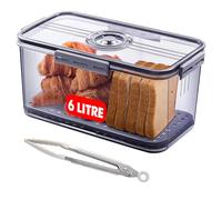 MIAXONIX Bread Bin Airtight Bread Box for Kitchen Counter, Time Recording with Lid and Tong, Bread Storage Container for Homemade Bread, Toast, Bagel, Donut and Cookies