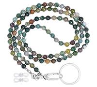 Miayon Beaded Lanyards ID Lanyard Badge Holder for Women Teacher Neck Bead Chain Lanyards for Glasses Card Holder Face Mask Cellphone, Dark, Large