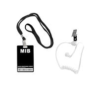 MIB Agent Costume Accessories Set,Black Novelty ID Badge Props for Men in Cosplay,Spy Detective Party FavorsHalloween Agent Costume ID Badge Prop and Fake Earpiece for Alien Party Dress Up