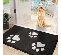 Mibao Door Mat Indoor 50 x 80 cm, Dirt Trapper Entrance Doormat, Non-Slip Inside Floor Mats for Entryway Back Door, Machine Washable Soft Pet Rug for Muddy Shoes and Paws, Black