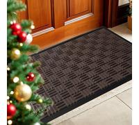 Mibao Front Door Mat, Heavy Duty Durable Welcome Mat for Outdoor Indoor, Dirt Trapper Waterproof Super Absorbent Door Mat for Entryway Outside Patio Porch, 35.5" x 24", Coffee