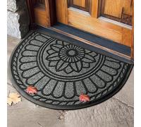 Mibao Half Round Front Door Mat Outdoor, Heavy Duty, 45 x 75 Cm, Anti Slip Outside Dirt Trapper Rubber Backed Entrance Doormat,Grey Mat