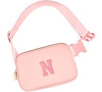 mibasies Initial Fanny Pack for Girls, Birthday Gifts for 4 5 6 7 8 9 10 11 12 13 Teen Girl - Cute Personalized Trend Stuff, Peach, N
