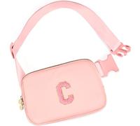 mibasies Initial Fanny Pack for Girls, Birthday Gifts for 4 5 6 7 8 9 10 11 12 13 Teen Girl - Cute Personalized Trend Stuff, Peach, C