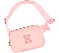 mibasies Initial Fanny Pack for Girls, Birthday Gifts for 4 5 6 7 8 9 10 11 12 13 Teen Girl - Cute Personalized Trend Stuff, Peach, H