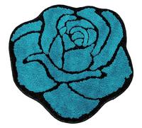 Mibathni Cute Rose Bathroom Rugs Mat Blue Flower Bath Rug Fluffy Soft Superfine Floral Shaped Bathtub Rug Non Slip Bath Mat Machine Wash Plush Shower Rug for Bathroom Tub Toilet 23.6x25.5in