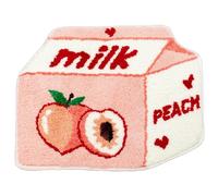 Mibathni Fruit Peach Bathroom Rug Cute Peachy Clean Bath Mat Non Slip Milk Shaped Water Absorbent Bath Rug for Kids Bathroom Decor Tub Microfiber Shower Floor Mat Bathtub Rug Washable Pink