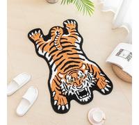 Mibathni Tiger Bath Mat for Bathroom, Cute Orange Yellow Tiger Absorbent Non Slip Animal Shaped Area Rug Plush Bathtub Shower Bathroom Rug 24x39in