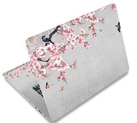 Mibbxea 15.4-15.6 Inch Laptop Skin Sticker, Customisable, Universal for 12.1 13 13.3 14 Inch Computers and Netbooks, Reusable Notebook Art Protector (019 Birds and Pink Flowers)