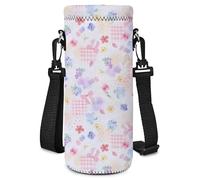 Mibbxea 500ml Water Bottle Carrier Bag for Men Women Running Walking Gym Camping, Neoprene Insulated Stainless Steel/Glass/Plastic Bottle Holder Case with Adjustable Strap (Bowknot,Flower)